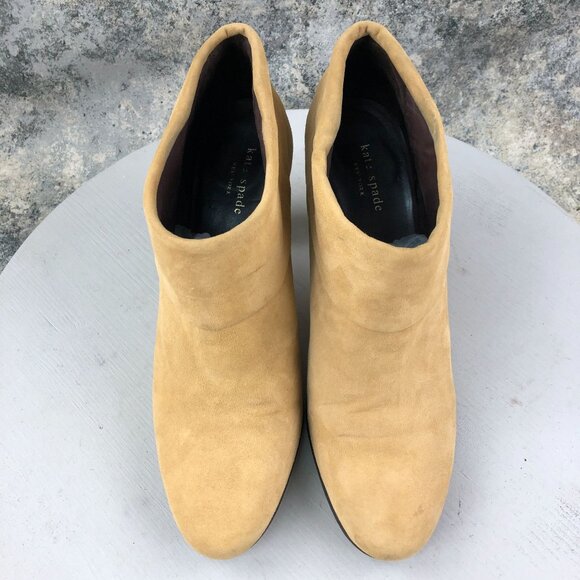 Kate Spade Women's Size 11M Tan Suede Closed Almond Toe Ankle Booties Boots - Picture 3 of 15